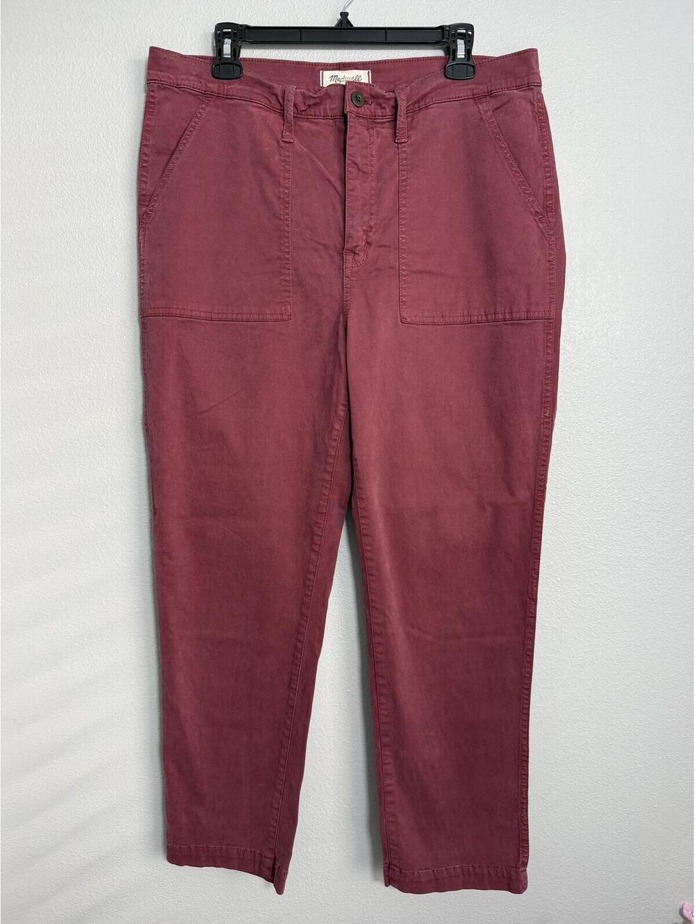Madewell Straight Leg Pant in Burgundy Red, Women's 33